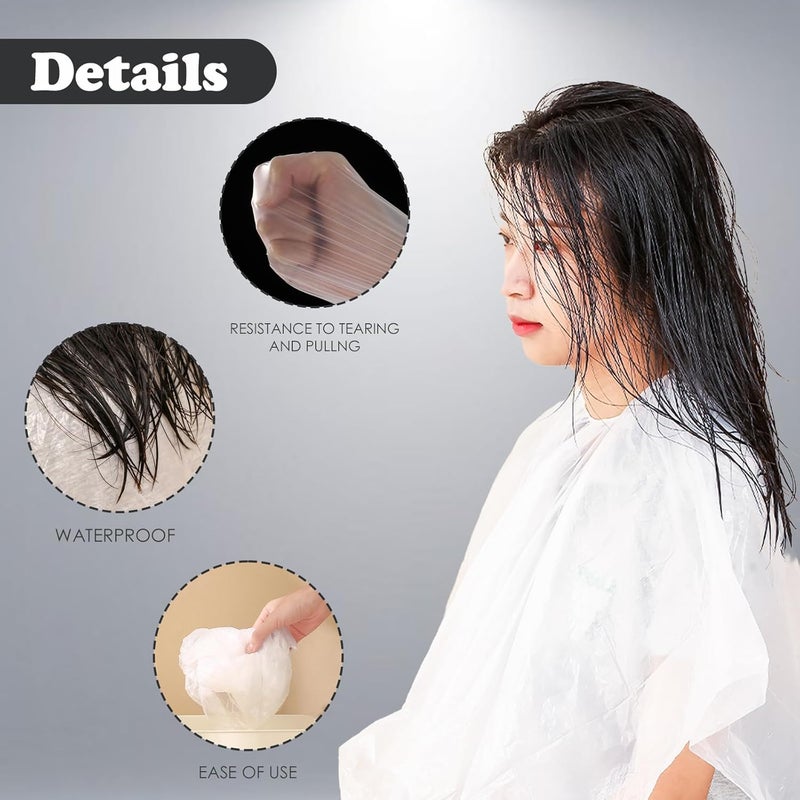 Iensen 20pcs Disposable Waterproof Hair Color Capes - Hair Dye and Styling Bibs for Home and Salon Use - Image 3